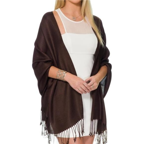 Accessories - Pashmina Shawls and Wraps for Evening Dresses Brown